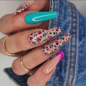 24pcs Multicolor French Tip Press On Nails